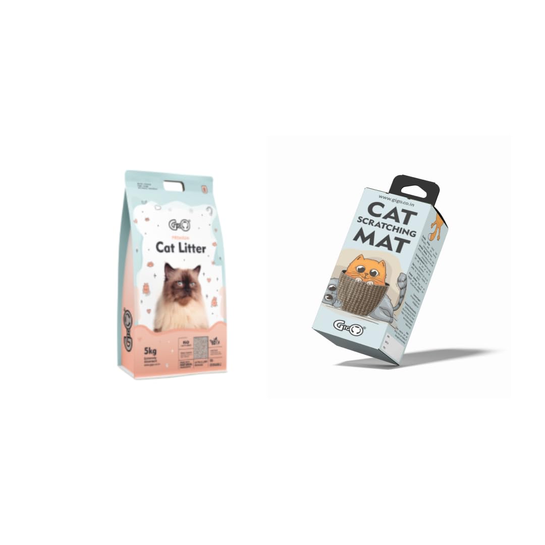 Gigo Cat Lover Starter Pack – 5kg White Clumping Litter + Furniture Saving Scratch Mat